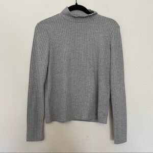 NWT university club polo rib mock neck light grey melange sz.S